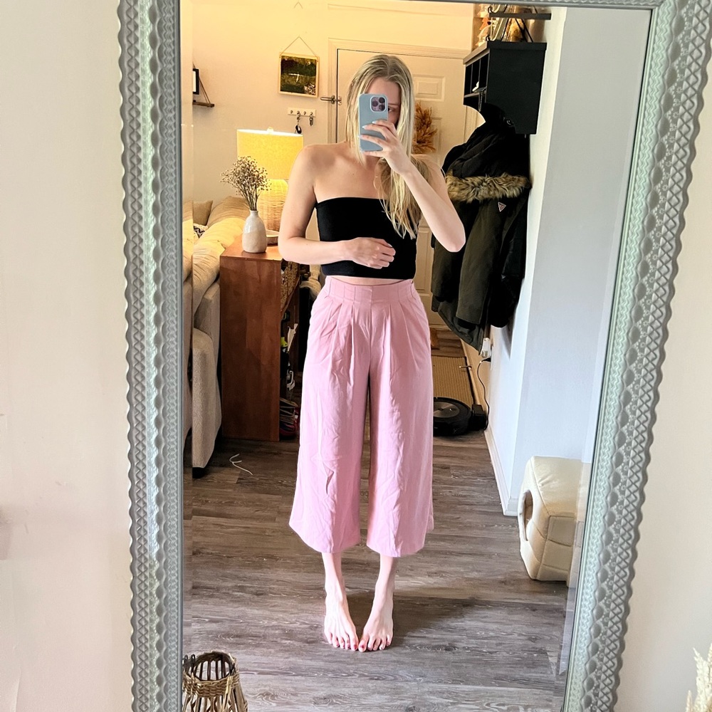 Pink flared pants